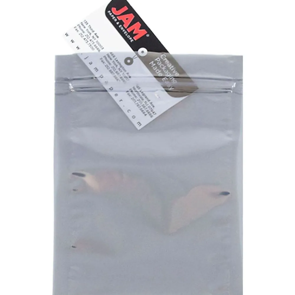 Outlet JAM Paper 4 x 6 Open End Catalog Foil Envelopes with Zip Closure, Clear, 25/Pack (30046A58A1)