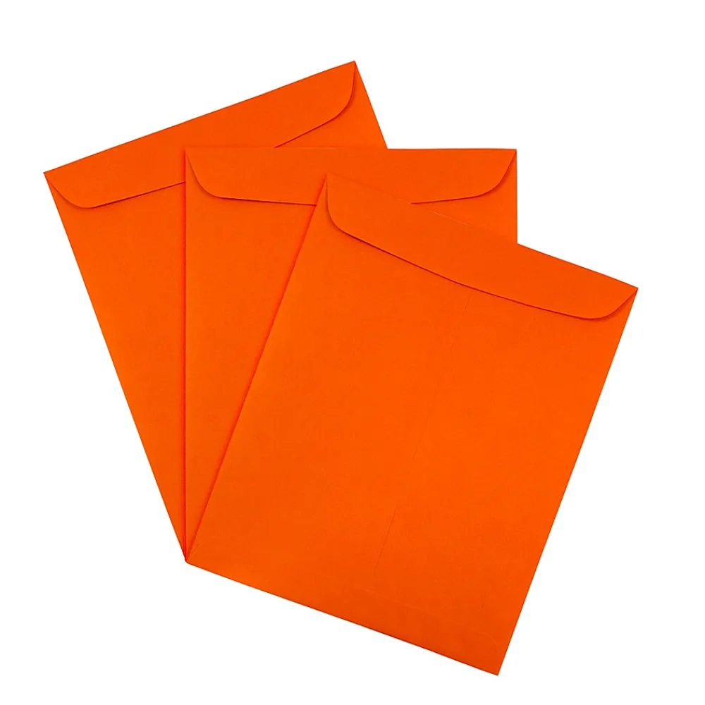 Online JAM Paper 9 x 12 Open End Catalog Colored Envelopes, Orange Recycled, 50/Pack (80410i)