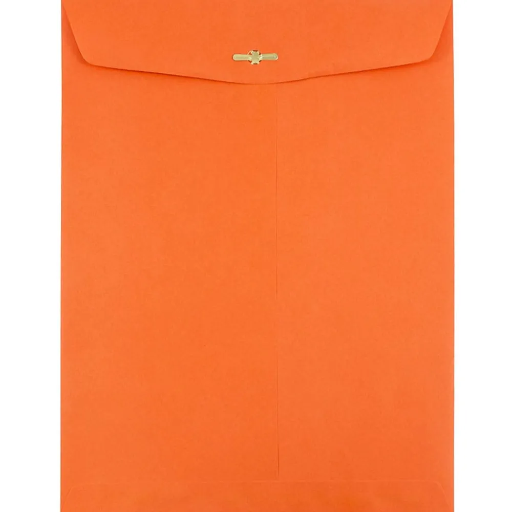 JAM Paper 10 x 13 Open End Catalog Colored Envelopes with Clasp Closure, Orange Recycled, 25/Pack (913745a)