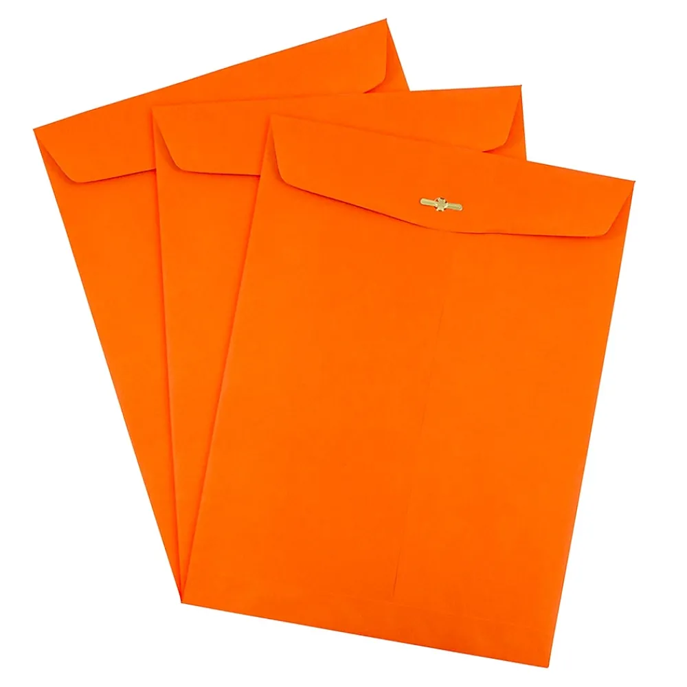 JAM Paper 10 x 13 Open End Catalog Colored Envelopes with Clasp Closure, Orange Recycled, 25/Pack (913745a)
