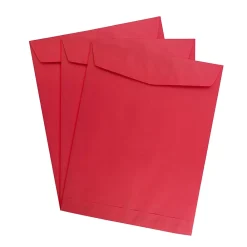Online JAM Paper 10 x 13 Open End Catalog Colored Envelopes, Red Recycled, 25/Pack (v0128192a)