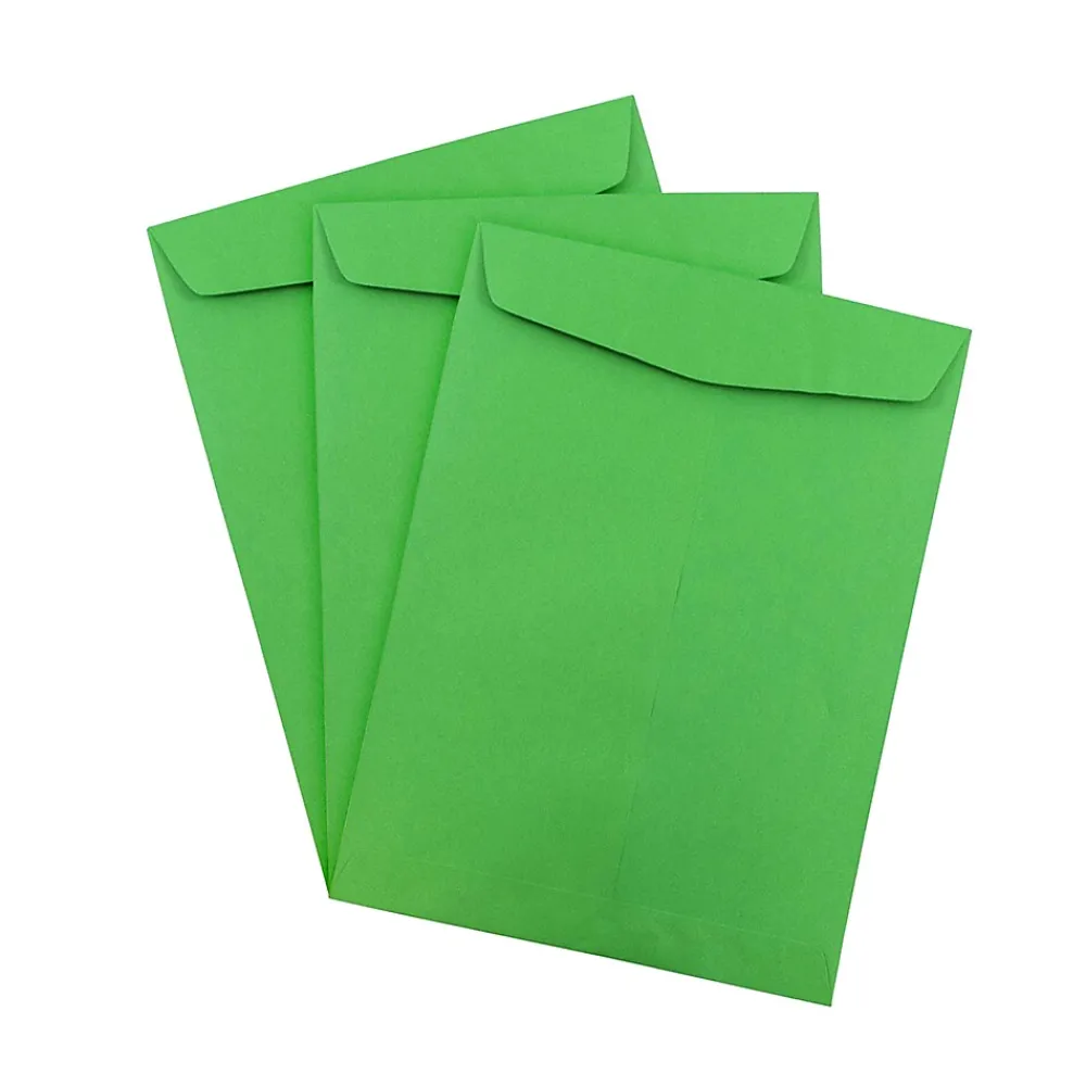 Clearance JAM Paper 10 x 13 Open End Catalog Colored Envelopes, Green Recycled, 50/Pack (v0128190i)