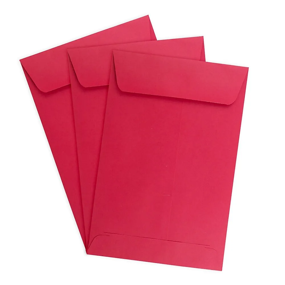 Best JAM Paper 6 x 9 Open End Catalog Colored Envelopes, Red Recycled, 50/Pack (v0128139i)