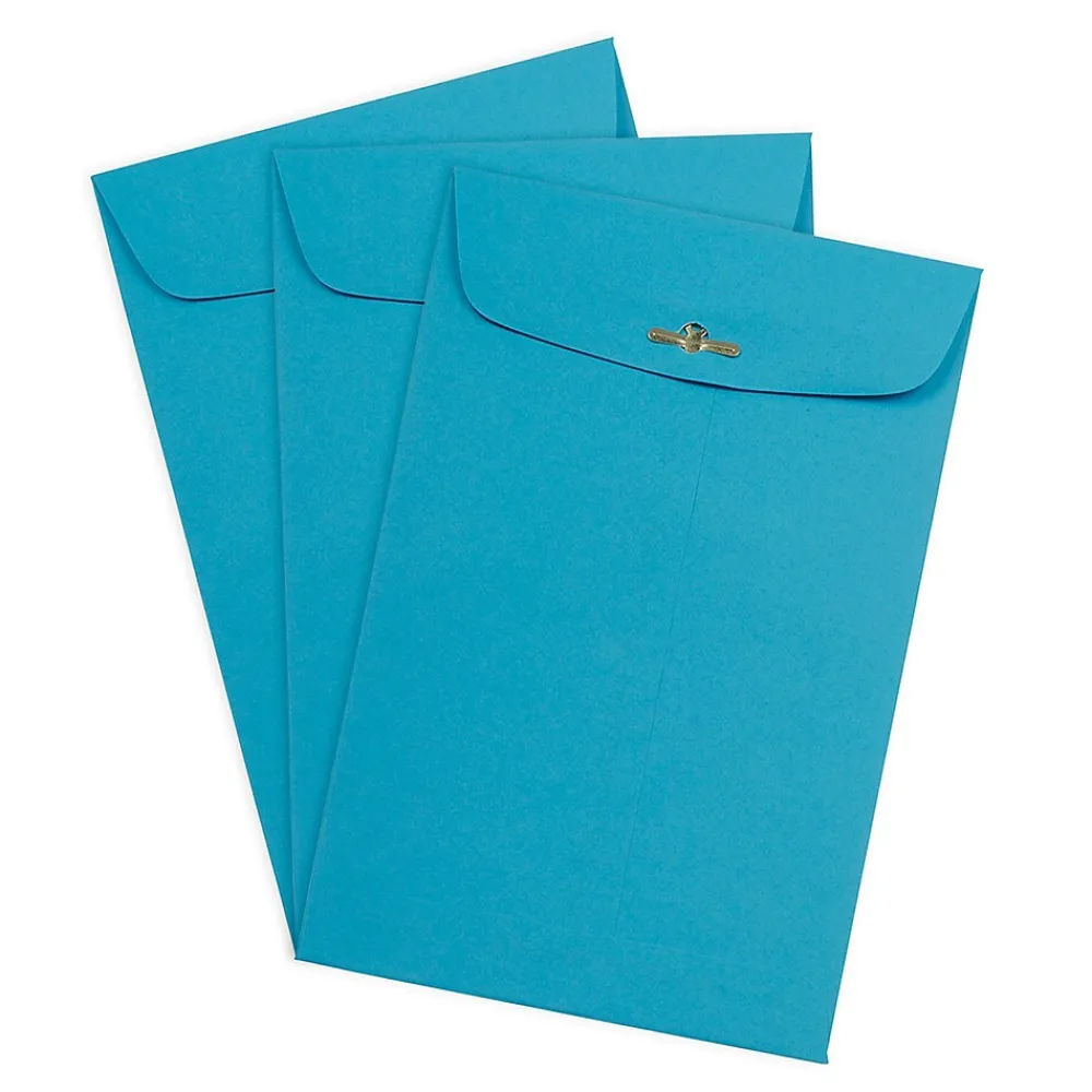 Clearance JAM Paper 6 x 9 Open End Catalog Colored Envelopes with Clasp Closure, Blue Recycled, 100/Pack (V0128123)
