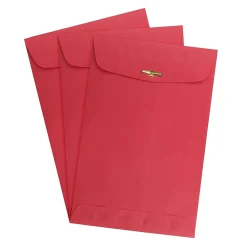 JAM Paper 6 x 9 Open End Catalog Colored Envelopes with Clasp Closure, Red Recycled, 100/Pack (87881)