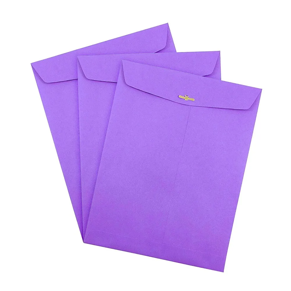 Best JAM Paper 10" x 13" Open End Catalog Colored Envelopes with Clasp Closure, Violet Purple Recycled, 100/Pack (V0128182)