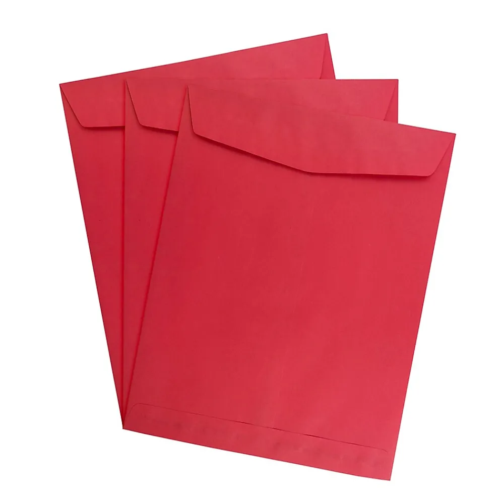 Discount JAM Paper 10 x 13 Open End Catalog Colored Envelopes, Red Recycled, 100/Pack (V0128192)