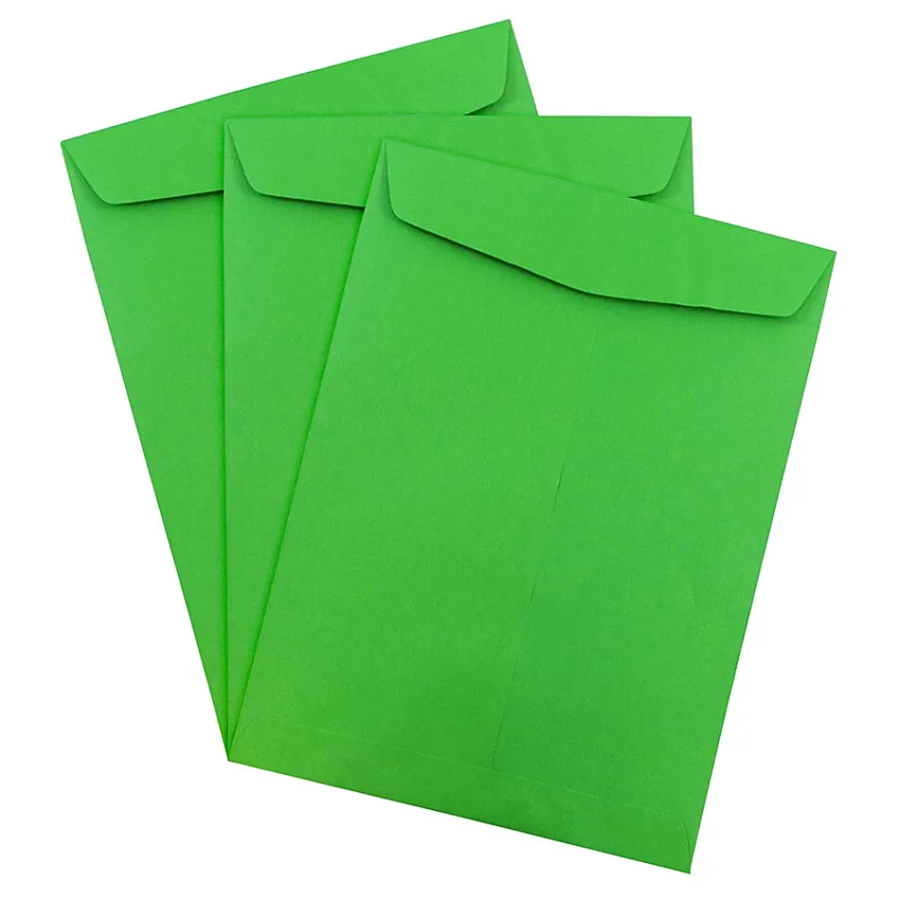 New JAM Paper 9" x 12" Open End Catalog Colored Envelopes, Green Recycled, 10/Pack (80402B)