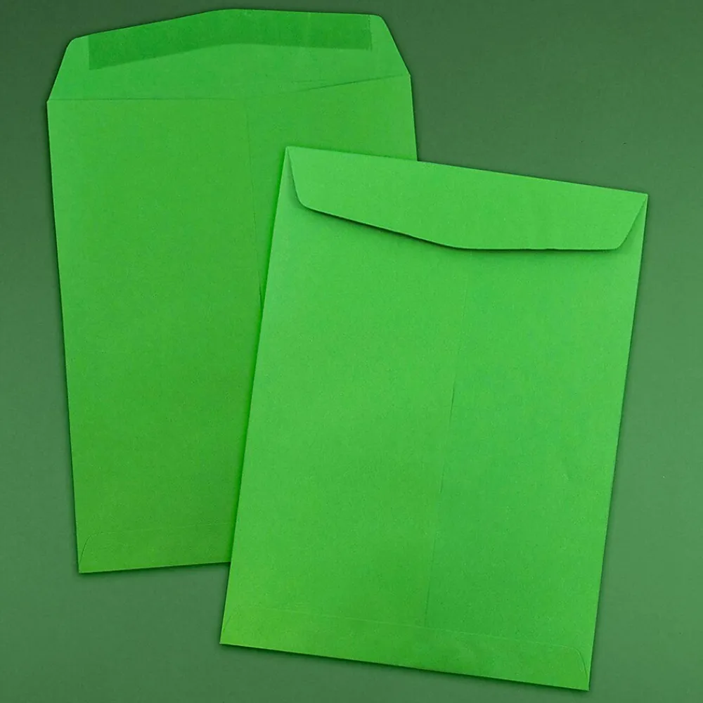 New JAM Paper 9" x 12" Open End Catalog Colored Envelopes, Green Recycled, 10/Pack (80402B)