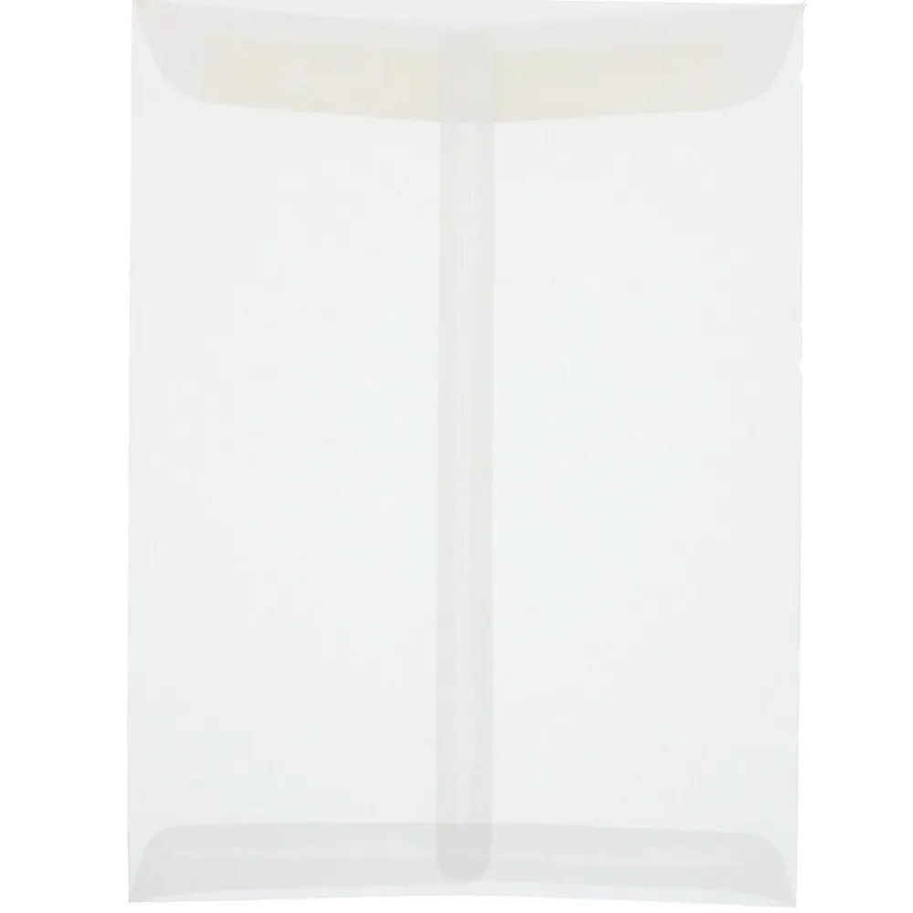 Clearance JAM Paper 9" x 12" Open End Catalog Translucent Vellum Envelopes, Clear, 10/Pack (2851376B)