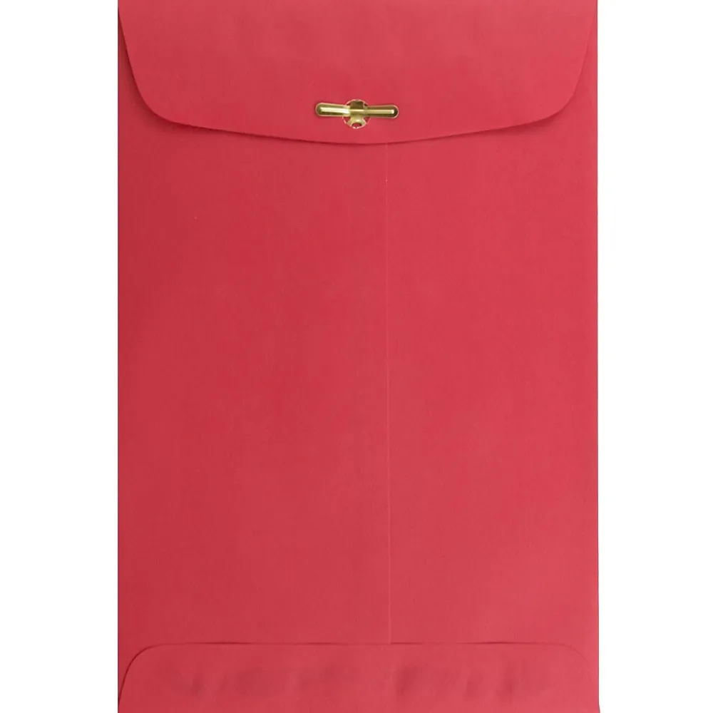 Sale JAM Paper 6" x 9" Open End Catalog Colored Envelopes with Clasp Closure, Red Recycled, 10/Pack (87881B)