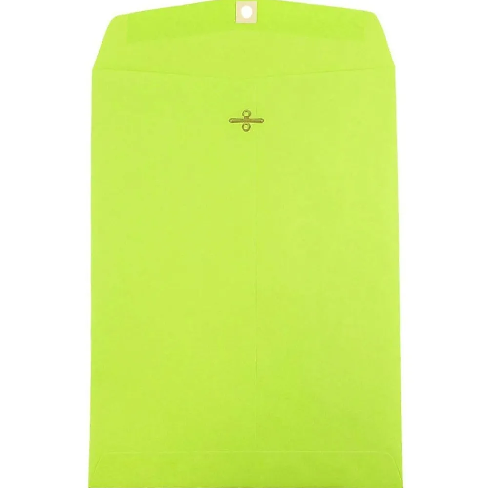 Best JAM Paper 9" x 12" Open End Catalog Colored Envelopes with Clasp Closure, Ultra Lime Green, 10/Pack (900835395B)