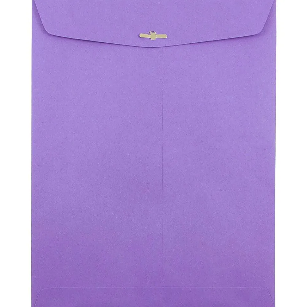 New JAM Paper 9" x 12" Open End Catalog Colored Envelopes with Clasp Closure, Violet Purple Recycled, 10/Pack (900906767B)