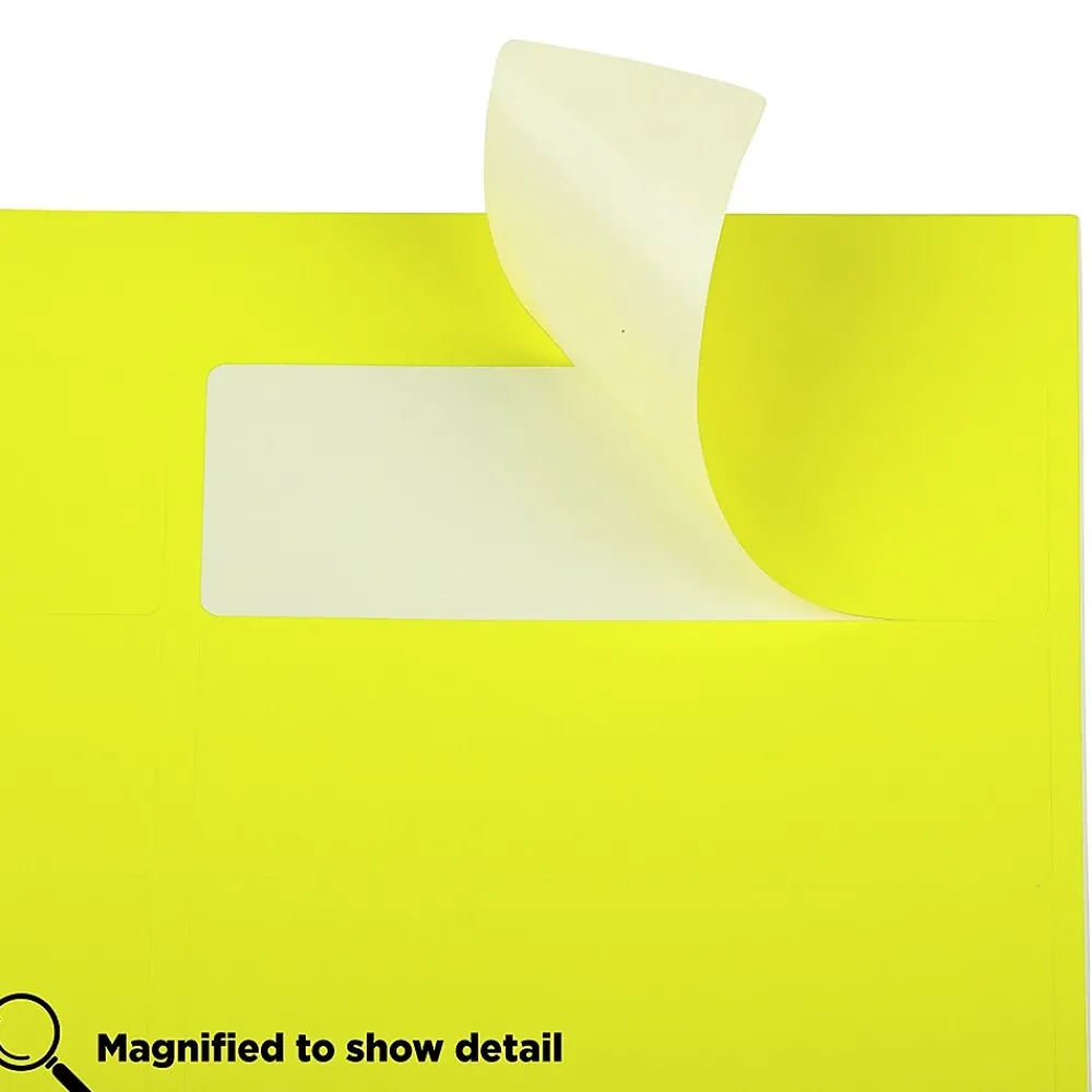 Discount JAM Paper Address Labels, 1 1/3" x 4", Neon , 14 Labels/Sheet, 9 Sheets/Pack (359329614) Yellow