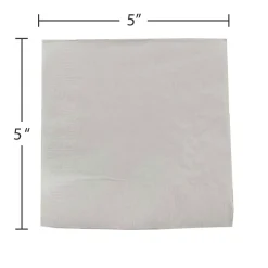 JAM Paper Beverage Napkin, 2-ply, Silver, 50 Napkins/Pack (255628826)