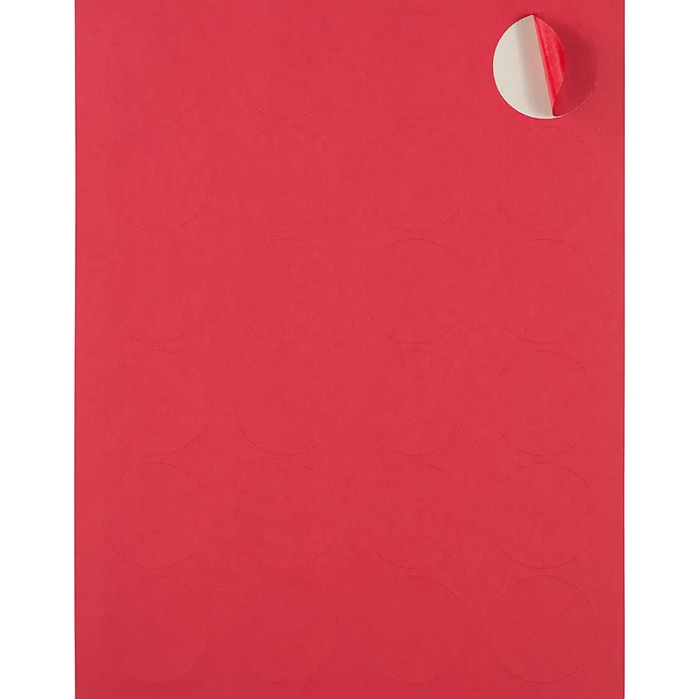 Outlet JAM Paper Circle Round Label Sticker Seals, 1" Diameter, Red, 24 Labels/Sheet, 5 Sheets/Pack (3147612194)