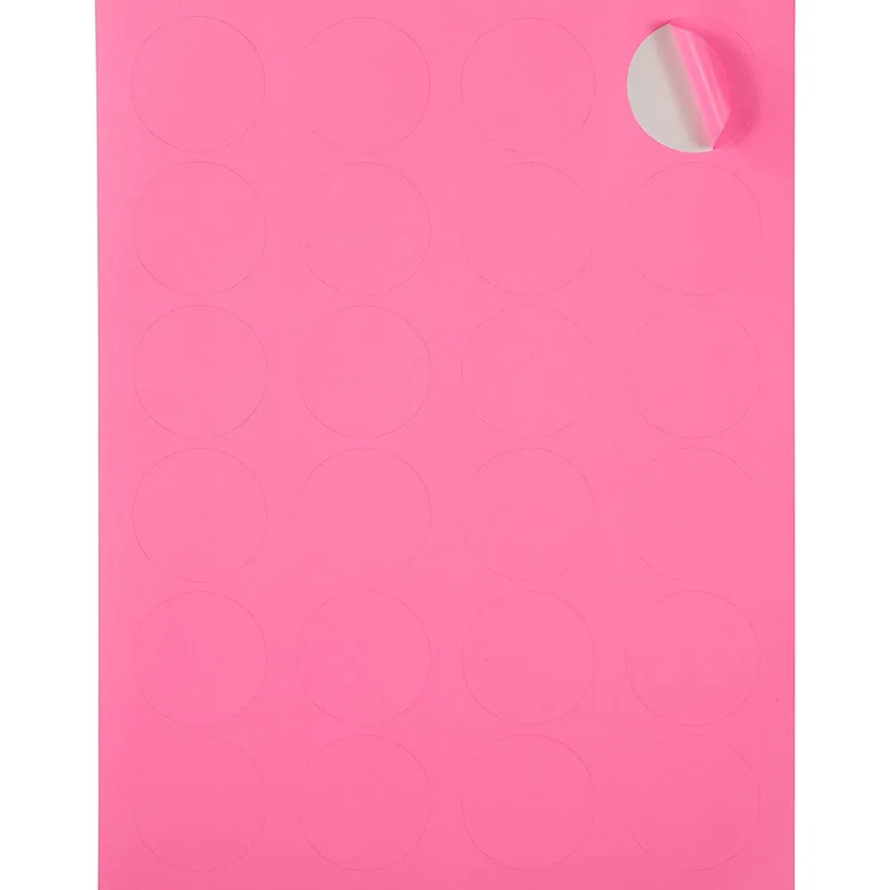 Clearance JAM Paper Circle Round Label Seals, 1 2/3" Diameter, , 24 Labels/Sheet, 5 Sheets/Pack (147627062) Ultra Pink