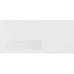Clearance JAM Paper Gummed Window #10 Business Envelopes, 4 1/8" x 9 1/2", Smooth White, 500/Box (1633173C)