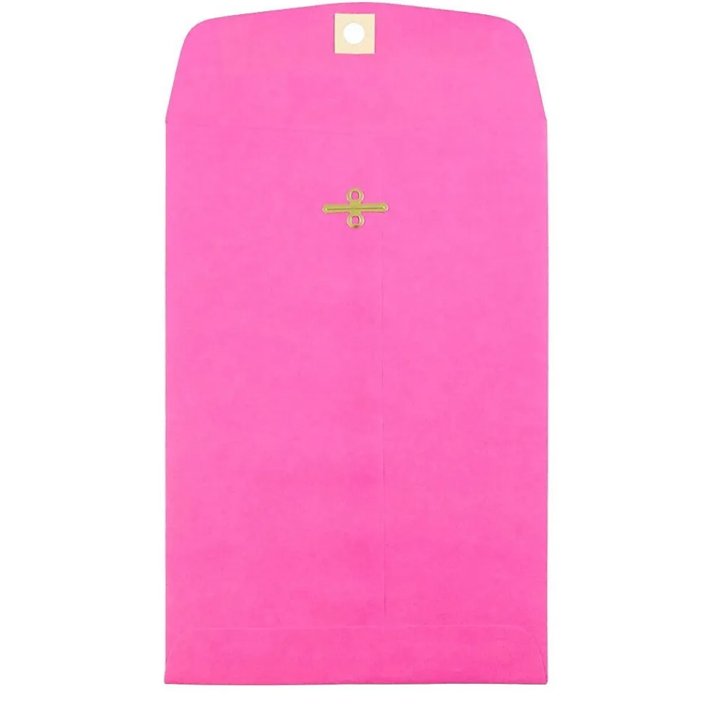 JAM Paper Open End Clasp #1 Catalog Envelope, 6" x 9", Fuchsia Pink, 100/Box (900909024)