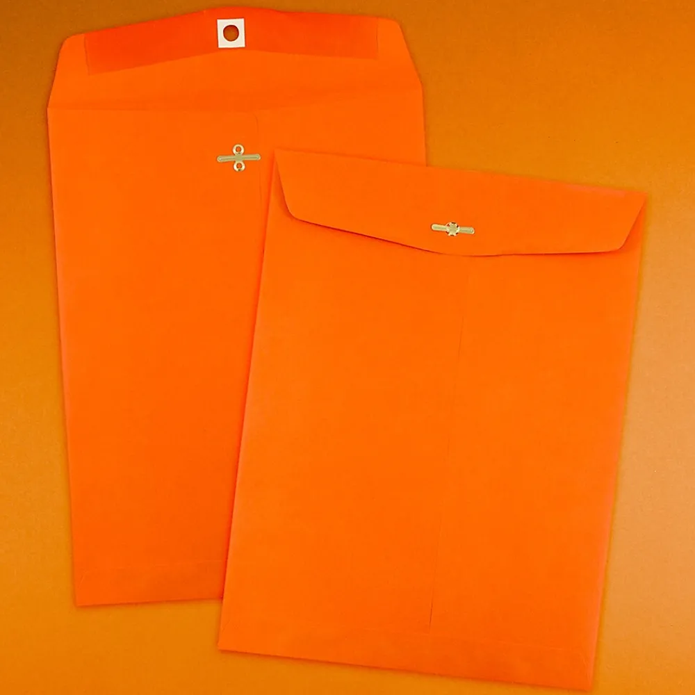 New JAM Paper Open End Clasp #13 Catalog Envelope, 10" x 13", Orange, 100/Box (913745)