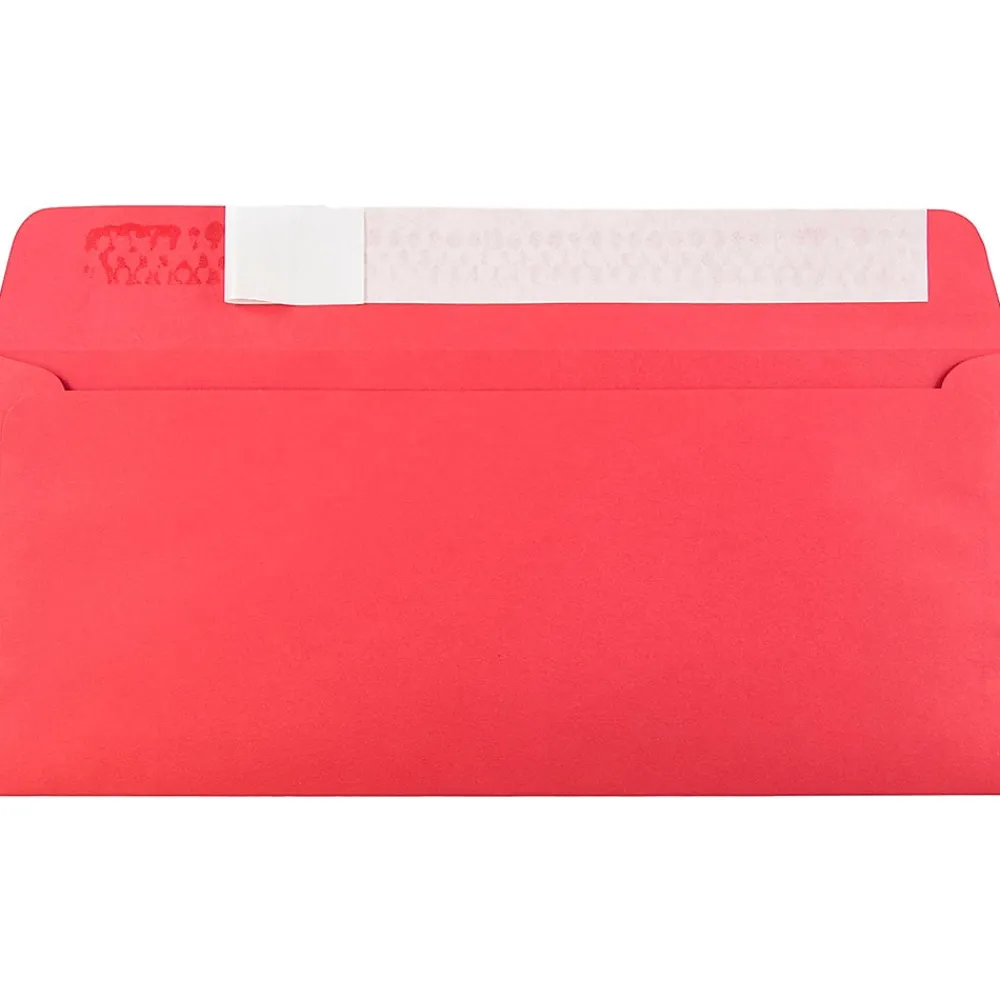 Discount JAM Paper Peel & Seal #10 Business Envelope, 4 1/8" x 9 1/2", Christmas Red, 50/Pack (11789I)