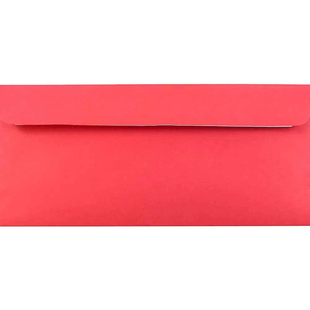 Discount JAM Paper Peel & Seal #10 Business Envelope, 4 1/8" x 9 1/2", Christmas Red, 50/Pack (11789I)