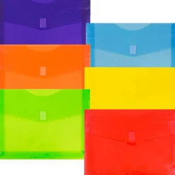 Clearance JAM Paper ® Plastic Envelopes with Hook & Loop Closure, Letter Size, Assorted Colors, 6/Pack (218V2OLIPRYS)