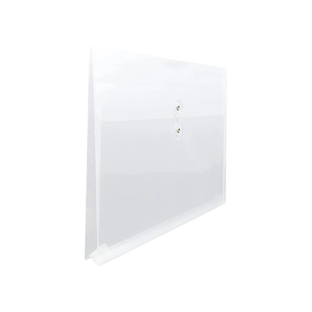 Outlet JAM Paper ® Plastic Envelopes with Button and String Tie Closure, Letter Size, Clear, 12/Pack (218B1CL)