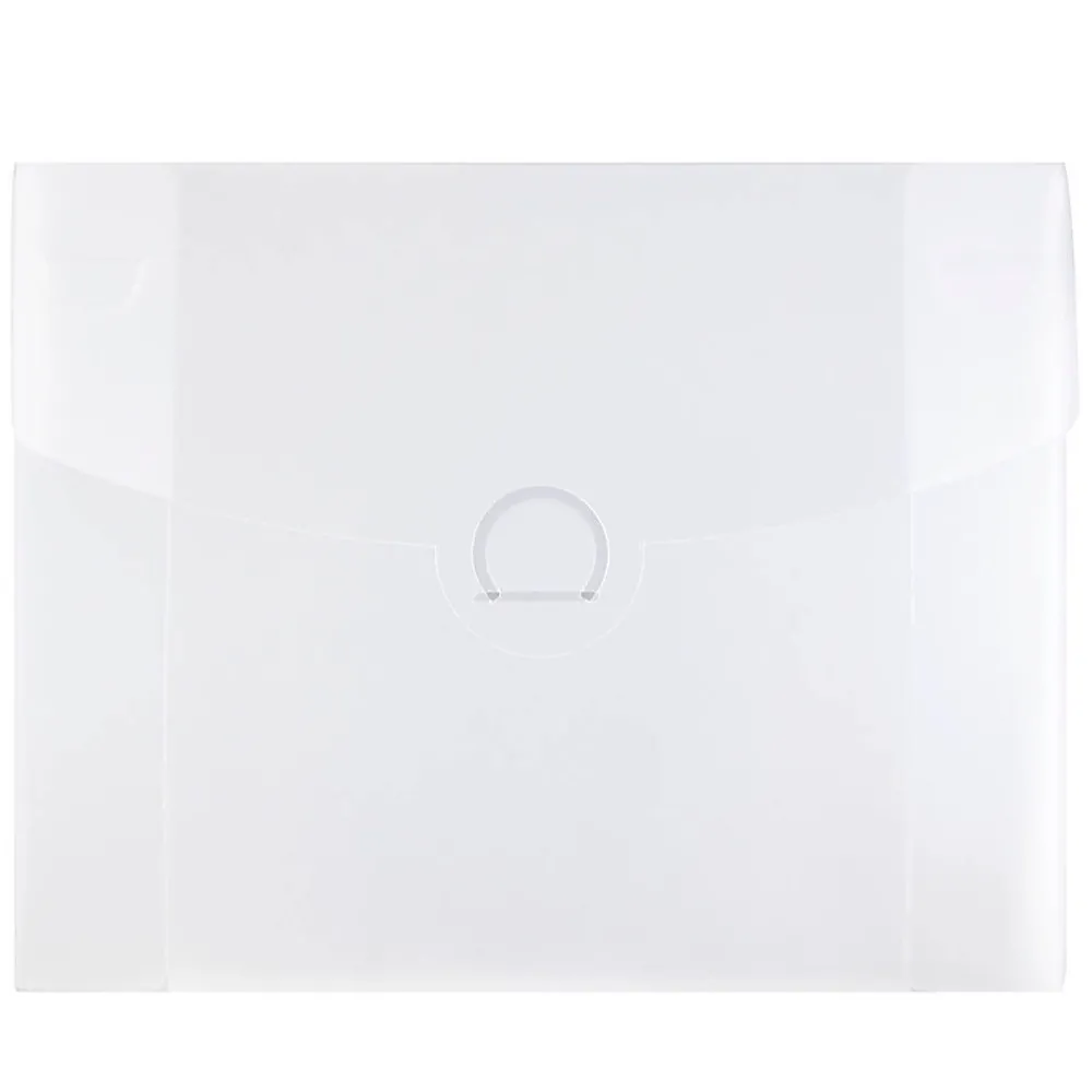 Plastic Portfolio Case with Circular Tuck Flap Closure, Clear Frost, 24/Carton (3788B)<JAM Paper New