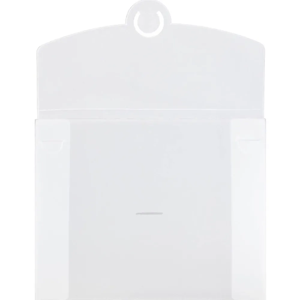 Plastic Portfolio Case with Circular Tuck Flap Closure, Clear Frost, 24/Carton (3788B)<JAM Paper New