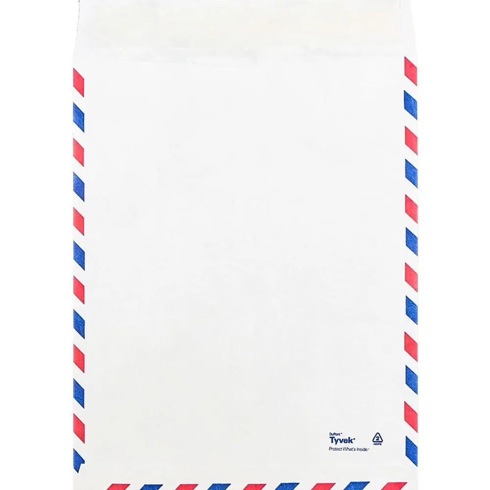 Sale JAM Paper Tear-Proof Tyvek Open End Catalog Envelopes, 9" x 12", White Airmail, 25/Pack (2131102)