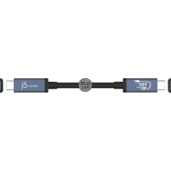 j5create 2.6' USB C to USB C Cable, Male to Male, Black/Space Gray (JUC29L08)