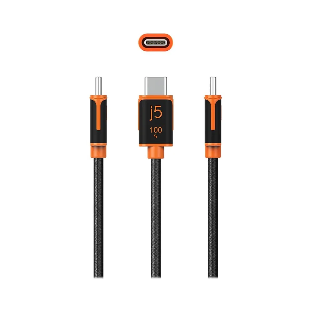 j5create 5.9' USB C to USB C Power Cable, Male to Male, Black (JUCX25L18)