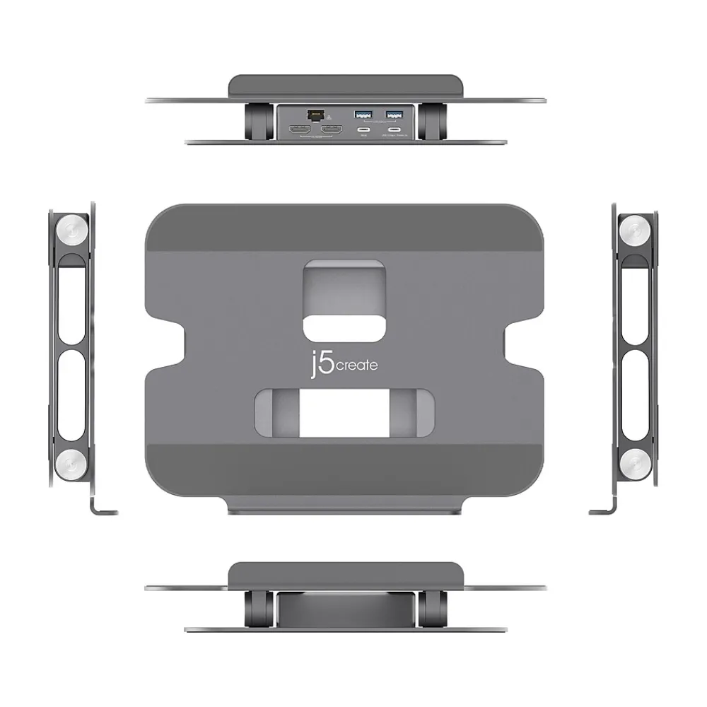 8.9" x 2.08" Aluminum Multi-Angle Dual-HDMI Docking Stand, Space Gray (JTS427)<j5create Online
