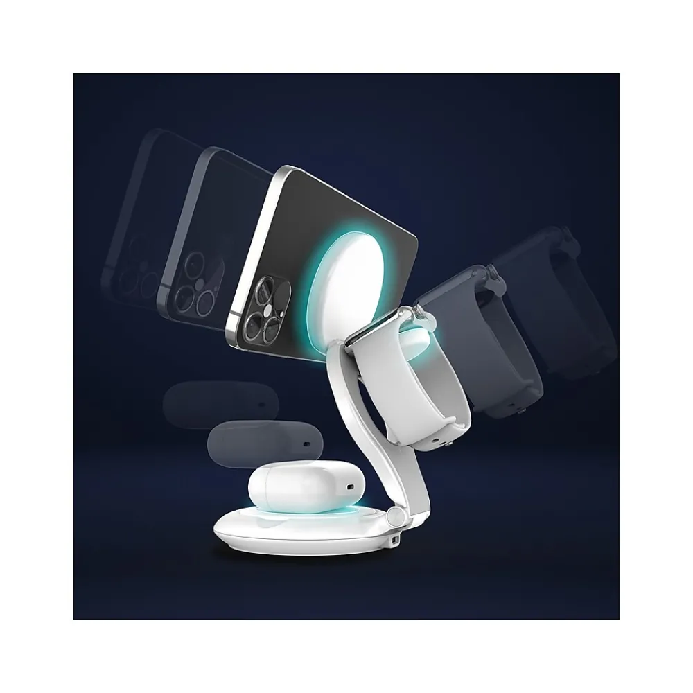 Qi2 3-in-1 Magnetic Wireless Foldable Charging Station, White (JUPW3415)<j5create Best