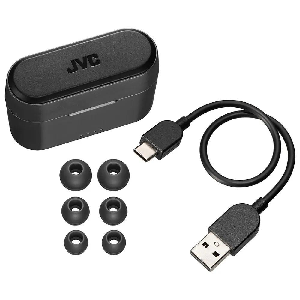 RIPTIDZ True Wireless Earbuds with Charging Case, Bluetooth, Black (HAA9TB)<JVC Clearance