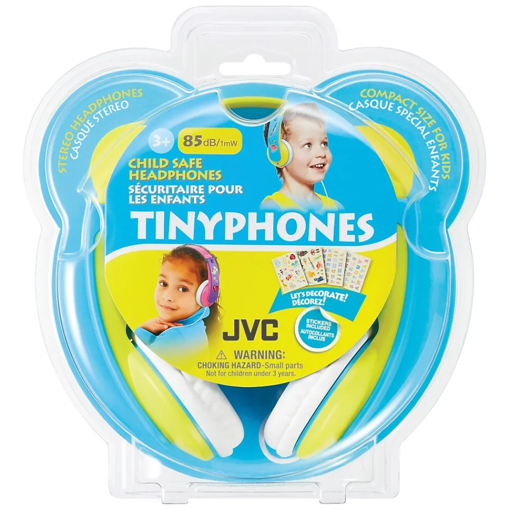 Tinyphones Kids' Over-Ear Child-Safe Headphones, Blue/Yellow (HAKD7Y)<JVC New