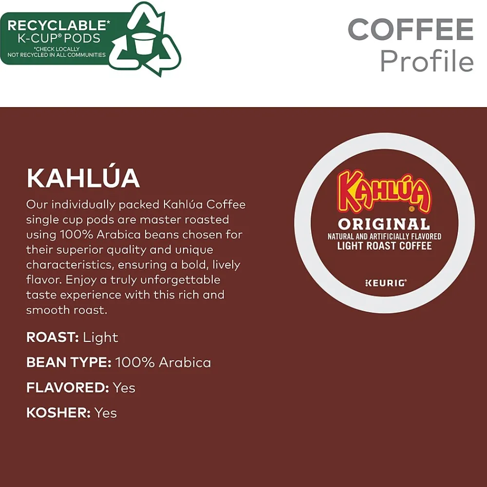 Kahlua Original Coffee, Keurig K-Cup Pod, Light Roast, 96/Carton (PB4141CT)
