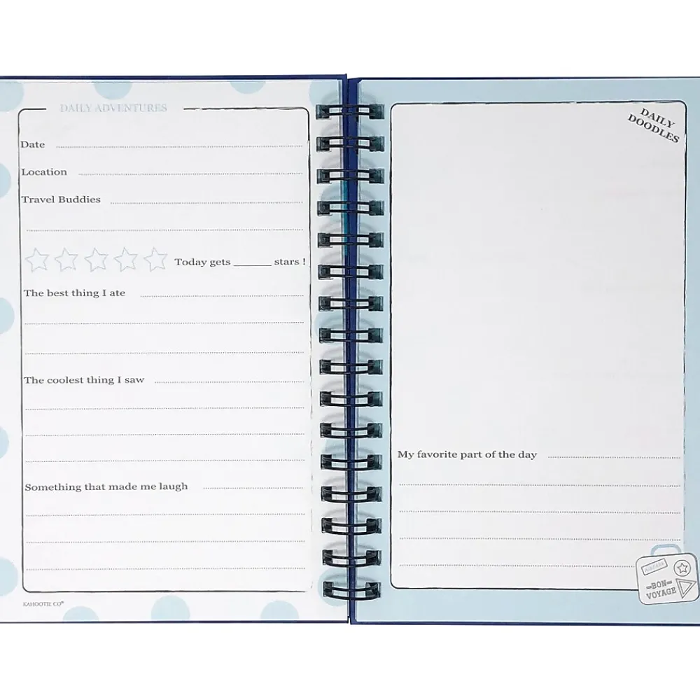 Journals|Kahootie Co. Travel Journal For Kids Hardcover Journal, 5.5" x 8.5", Wide Ruled, Royal Blue, 60 Pages (TRAVB-H)