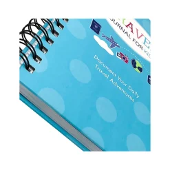 Journals|Kahootie Co. Travel Journal For Kids Hardcover Journal, 5.5" x 8.5", Wide Ruled, Blue/Teal, 60 Pages (TRAVTB-H)