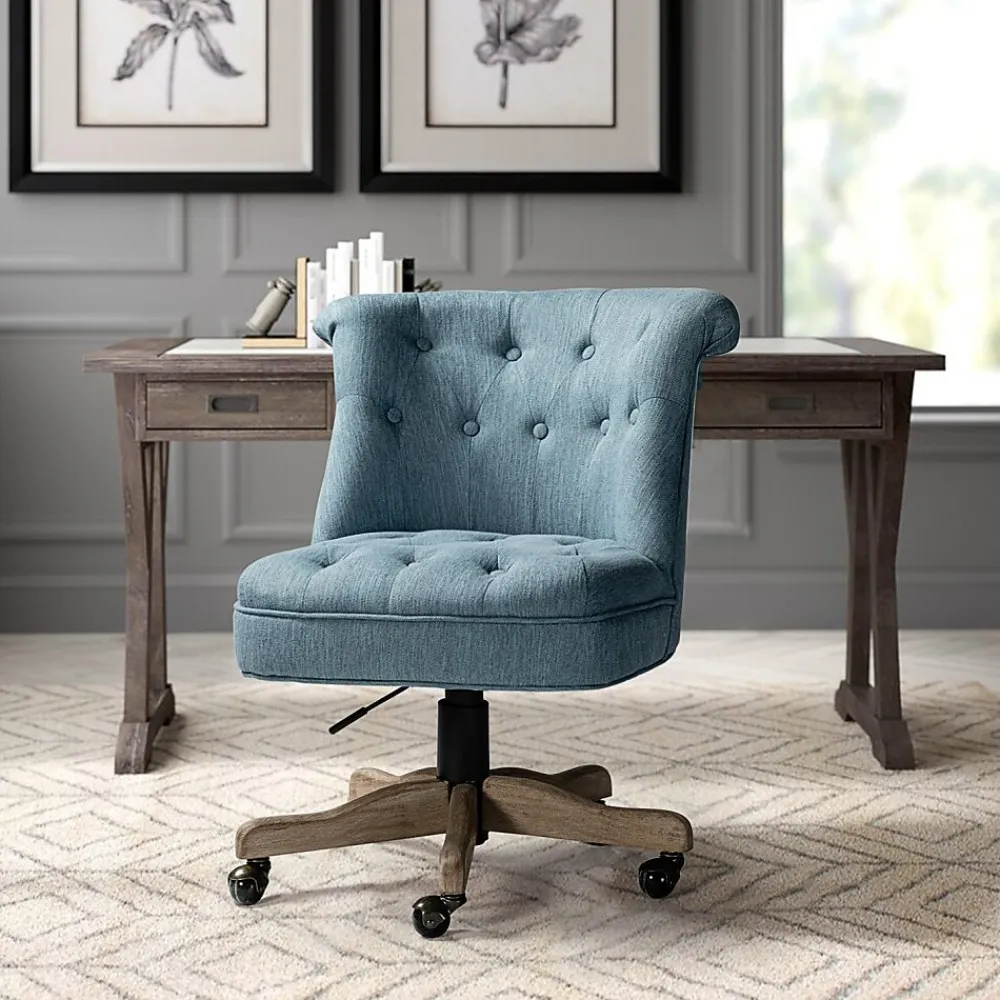 Office Chairs*Karat Home Armless Fabric Swivel Task Chair, Blue (HOFMSY0096-BLUE)