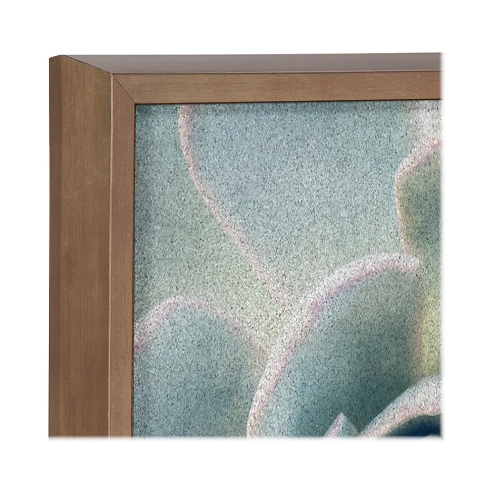 Bulletin*Kate & Laurel F2 Images Succulent 7 Cork Bulletin Board, Gold Frame, 1' x 1' (222048)