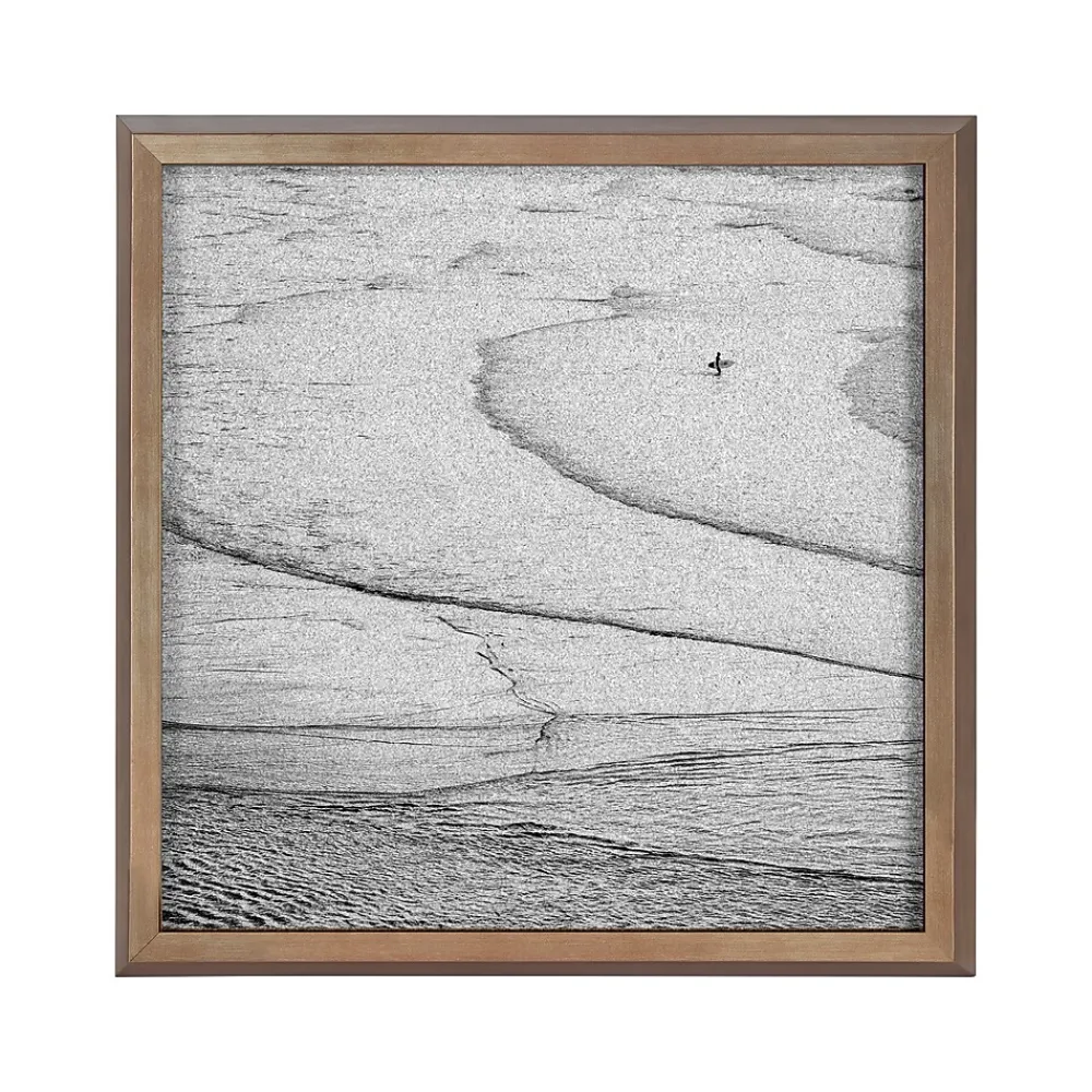 Bulletin*Kate & Laurel Pete Olsen Ocean Beach San Francisco Cork Bulletin Board, Gold Frame, 1' x 1' (222049)