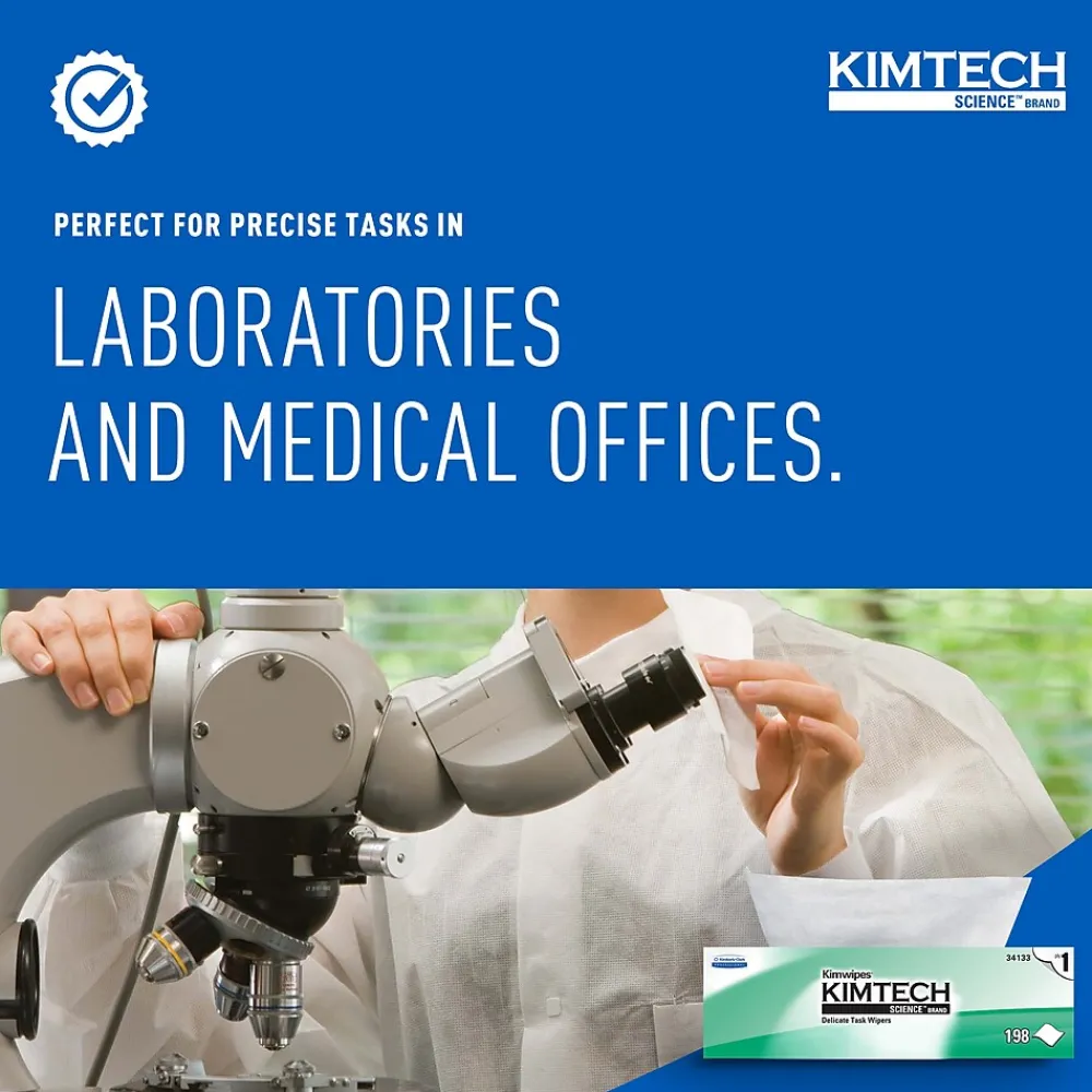 SCIENCE KIMWIPES Delicate Task Nylon Cleaning Wipers, 11.8", White, 198 Wipers/Box, 15/Carton (34133)<Kimtech Hot