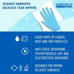 Science Kimwipes Delicate Task Virgin Fiber Cleaning Wipers, 14.7