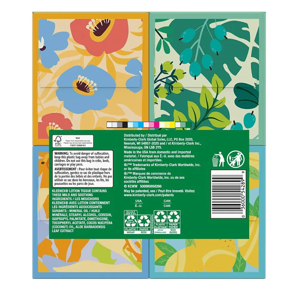 Lotion Facial Tissue, 3-Ply, 60 Sheets/Box, 4 Boxes/Pack (54289)<Kleenex Best