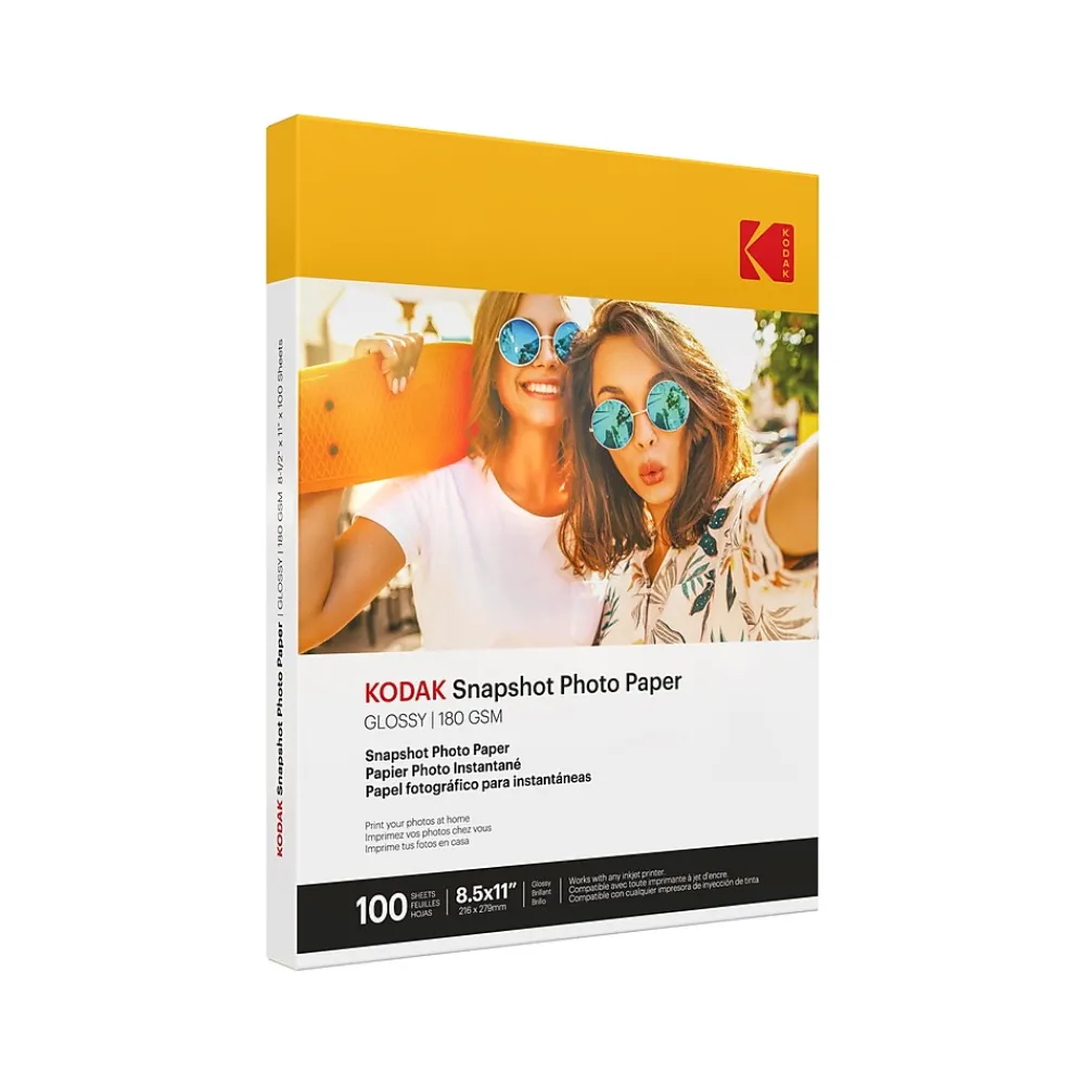 Photo Paper*Kodak Snapshot Glossy Photo Paper, 8.5" x 11", 100 Sheets/Pack (41302)