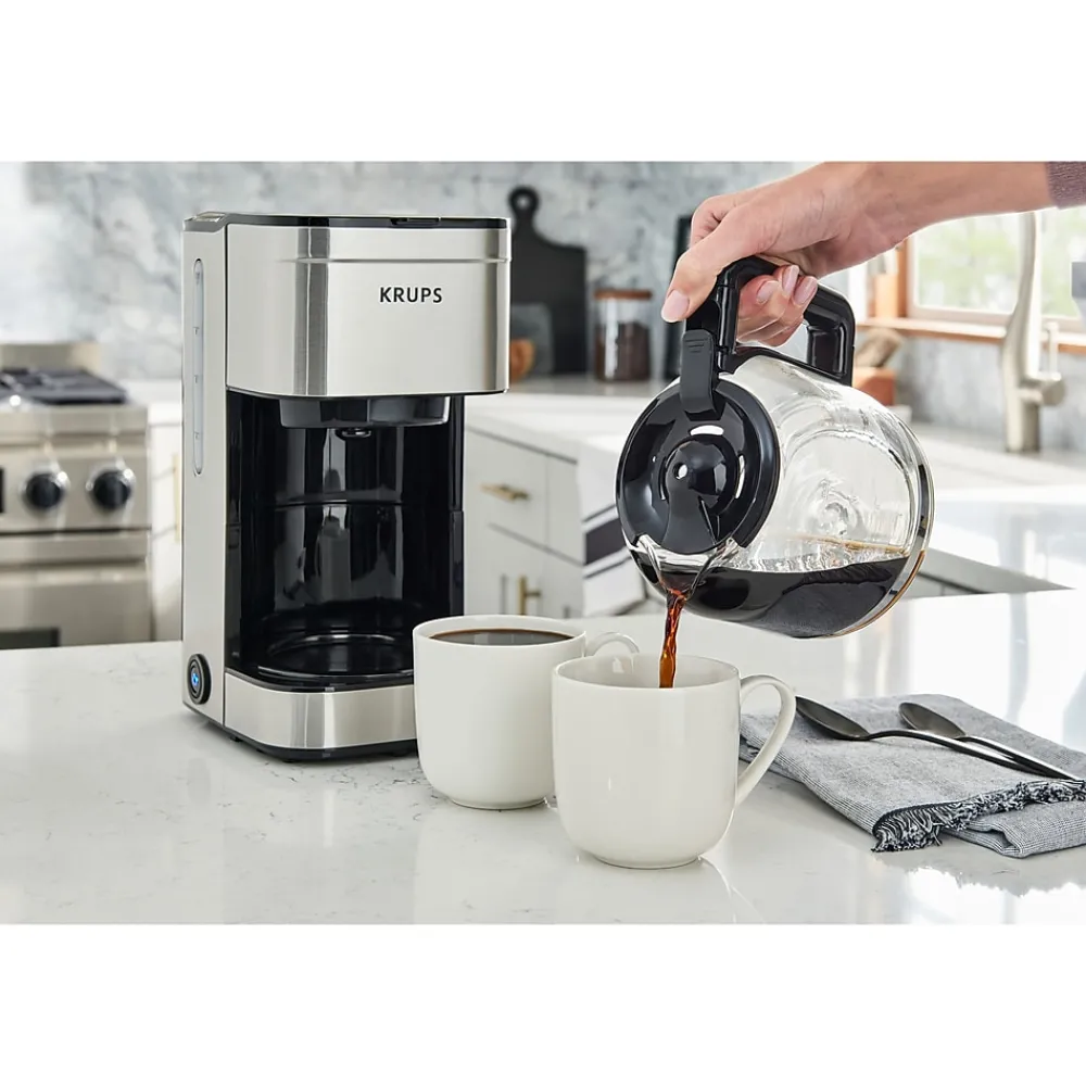 Krups Simply Brew 10-Cups Automatic Drip Coffee Maker, Stainless Steel (KM203D50)