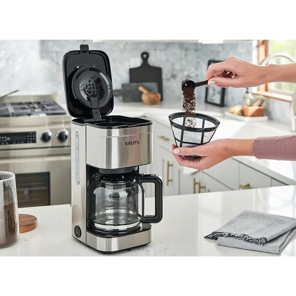 Krups Simply Brew 10-Cups Automatic Drip Coffee Maker, Stainless Steel (KM203D50)
