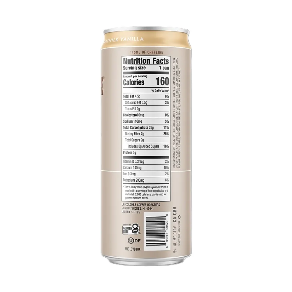 La Colombe Coffee La Colombe Draft Oatmilk Vanilla Latte Caffeinated Cold Brew Coffee, Medium Roast, 11 oz., 12/Carton (LCT02584)